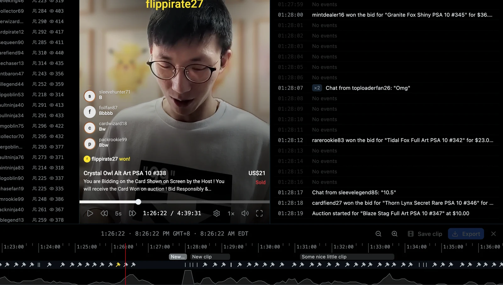 Scrubbing a recorded show on the timeline